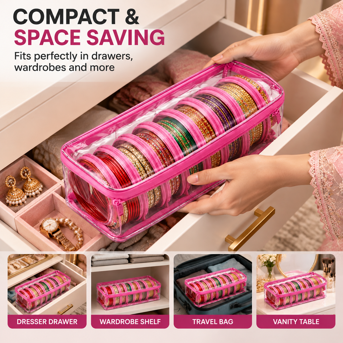 Luxury Bangle Organizer Box – Transparent Jewelry Storage Case – Forher