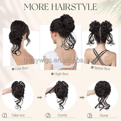✨ Synthetic Curly Messy Chignon Hair Bun ✨