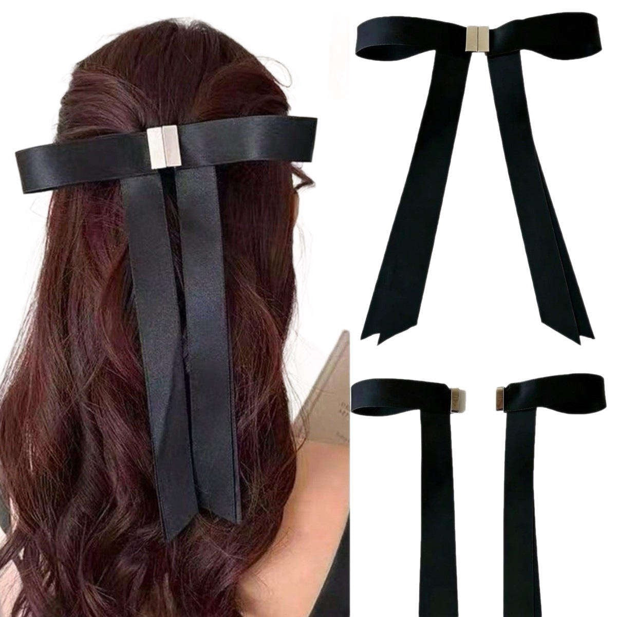 🖤 Magnetic Hair Bow Clip – Effortless Elegance