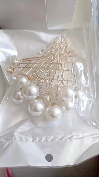 💫 Elegant Pearls U-Shaped Hairpins 💫