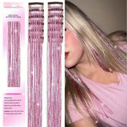 ✨ Glitter Hair Magic – Shine in Red, Pink & Gold ✨